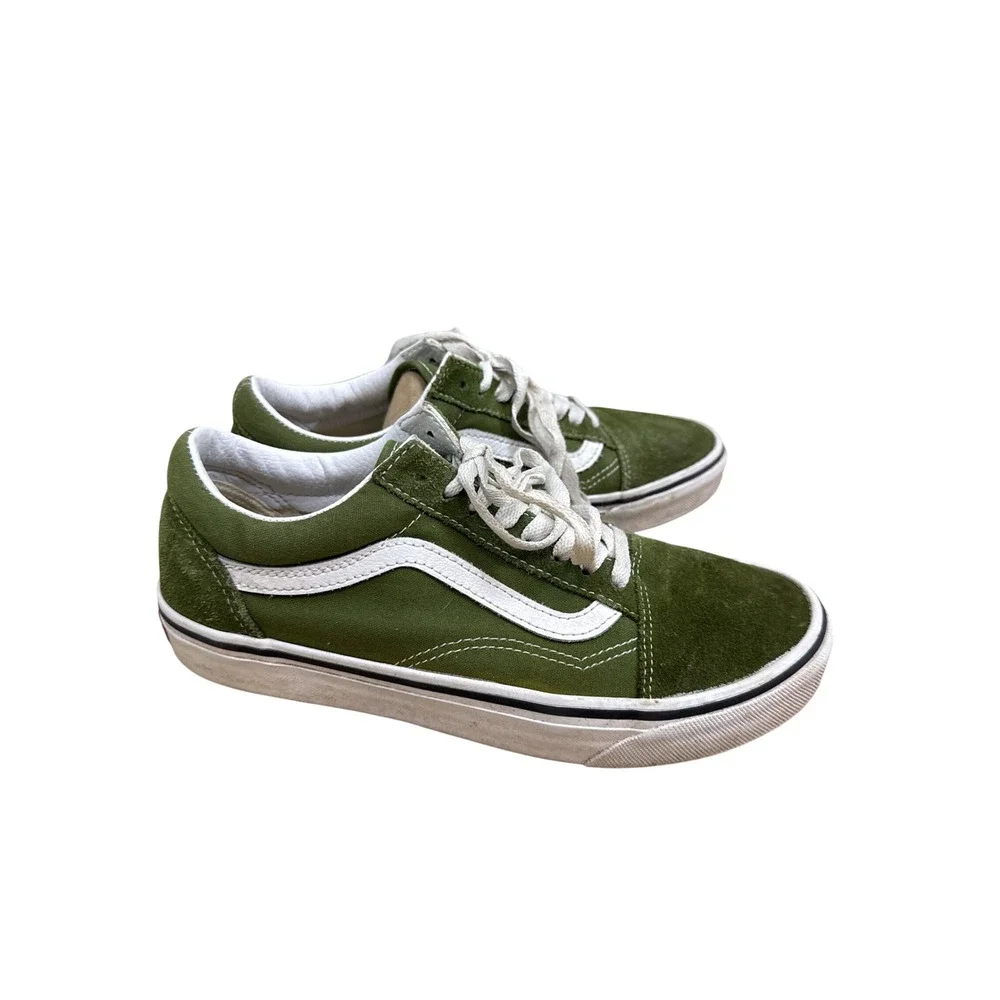 Vans Old Skool Pesto Green Suede Canvas Low Top Skate Shoes Mens 6.5 Womens 8